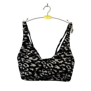 NWT Offline by Aerie Goals Stretch Plunge Sports Bra in Gray Cheetah Size S